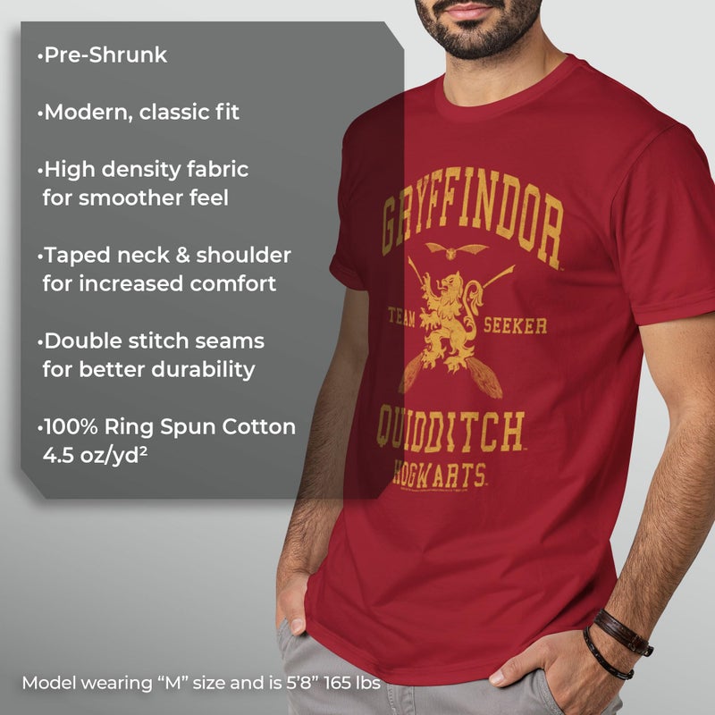 Harry Potter Warner Bros Gryffindor Quidditch Seeker Premium Soft Hand Solid Tee Cardinal - Image 4